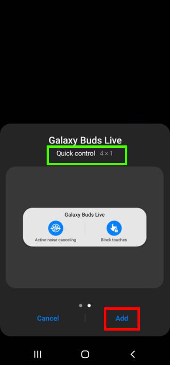 Galaxy buds live widgets on Galaxy S21 widgets screen