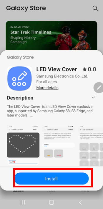 install LED View Cover app