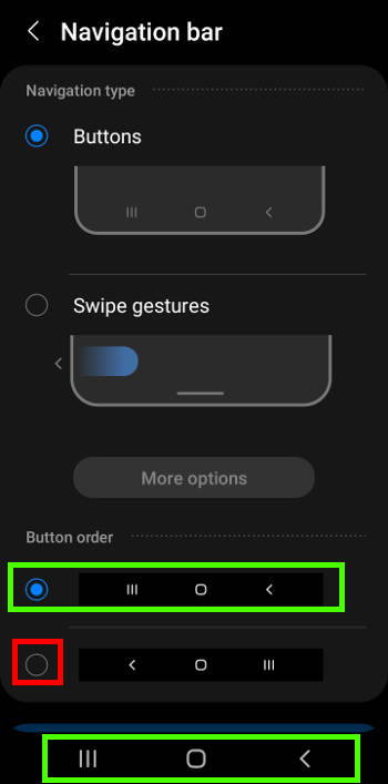 customize Galaxy S22 navigation buttons layout