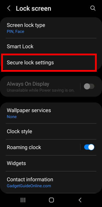 Galaxy s22 lock screen settings
