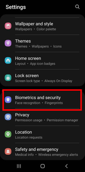 Galaxy S22 settings: biometrics and security