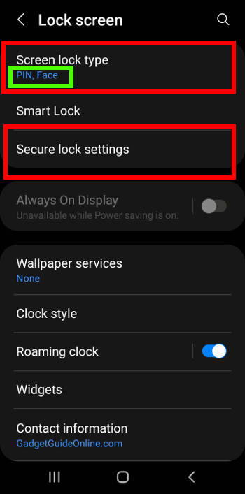 Galaxy S22 lock screen settings: lock screen on Galaxy S22
