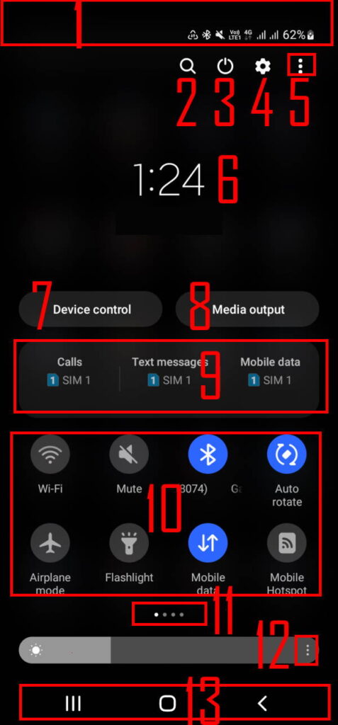 Meaning and usage of entities on Galaxy S22 Quick Settings panel