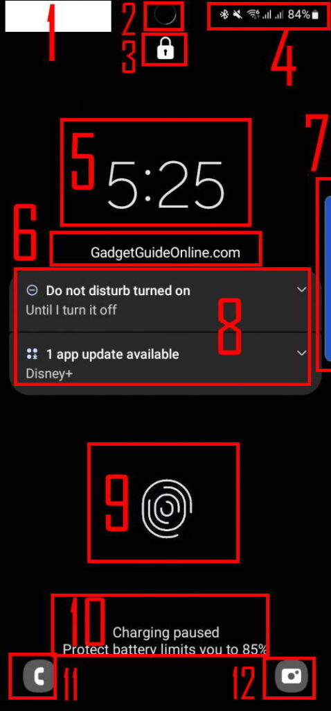 Galaxy S22 Lock Screen layout