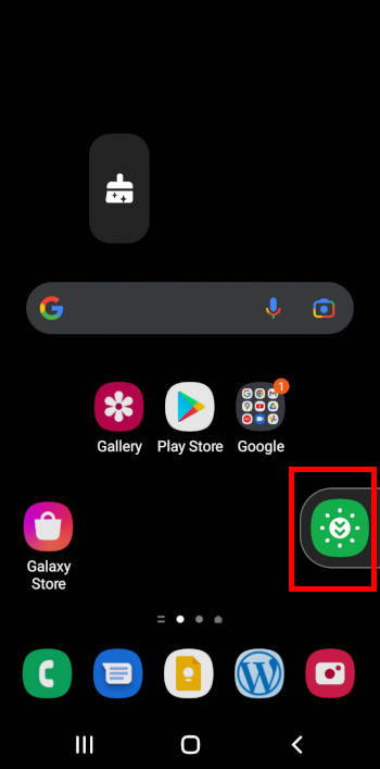 floating button for Extra Dim on Galaxy S22