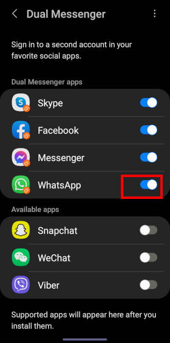 disable dual messenger apps 