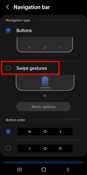 switch to Galaxy S22 navigation gestures