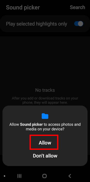 grant permission for the Sound Picker so that you can use your own music files as Galaxy S22 ringtones 