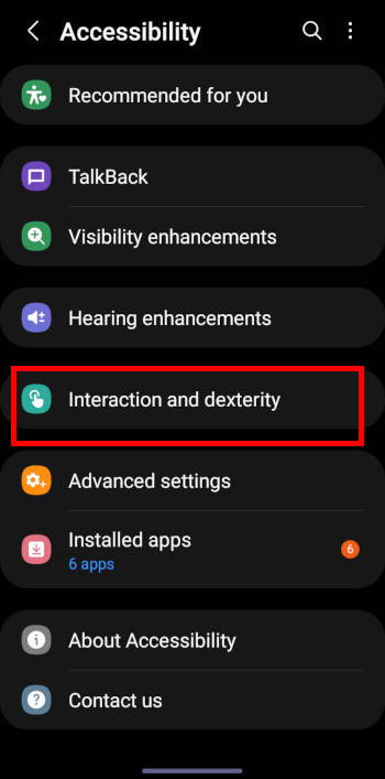Galaxy S22 accessibility settings