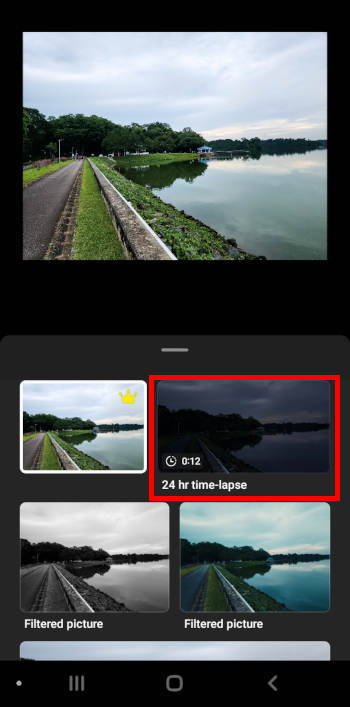 Use Scene Relighting with Single Take mode: a 24-hour time-lapse video is automatically created