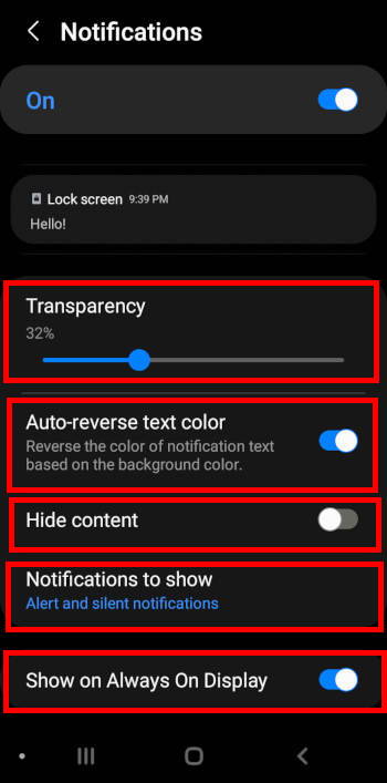 customize notifications on Galaxy S22 lock screen
