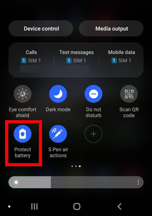 Protect Battery quick settings button on Galaxy S22, S21, S20, and S10