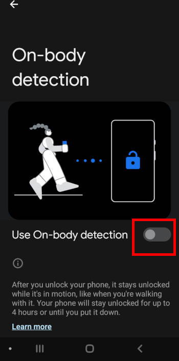enable on-body detection for smart lock on Galaxy S22