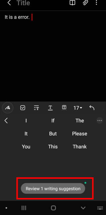 check suggestions of Writing Assistant on Samsung keyboard