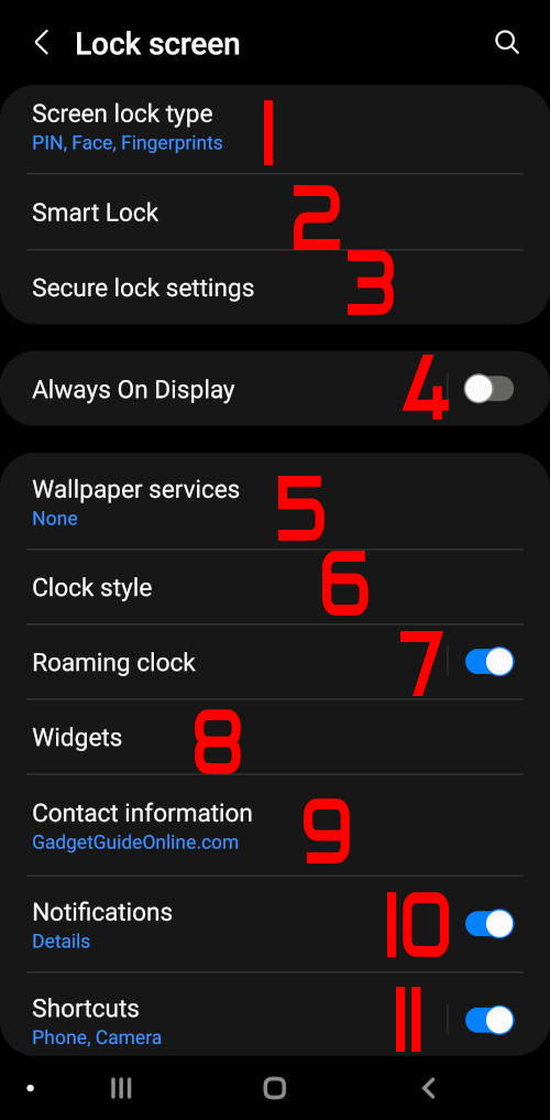 Galaxy S22 Lock Screen settings