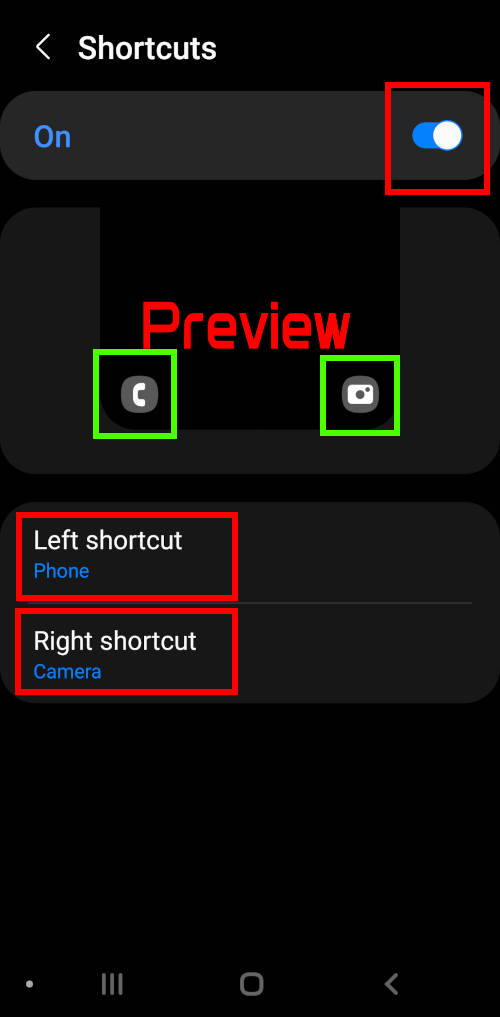app shortcuts settings for Galaxy S22 Lock Screen