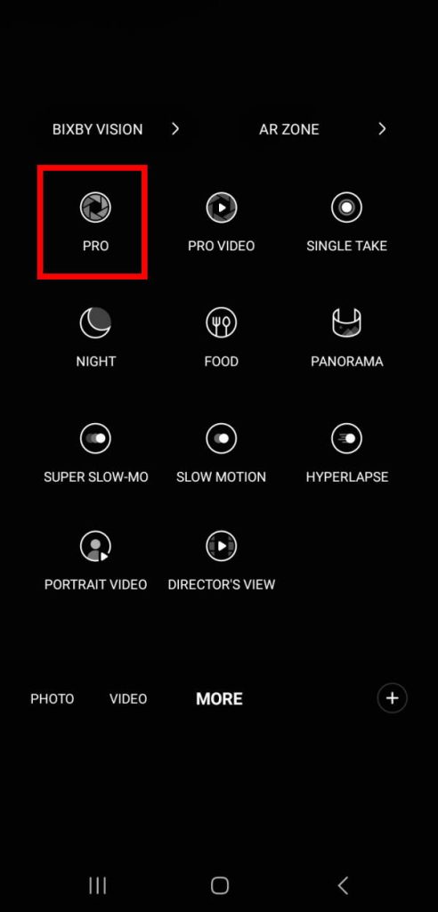 Access Pro camera mode