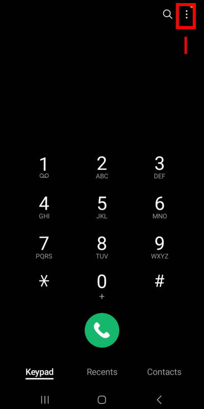 menu key in the Phone app 
