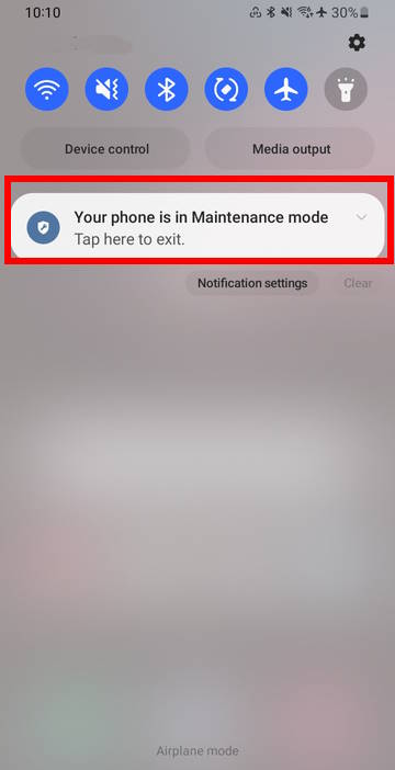 Maintenance mode notification