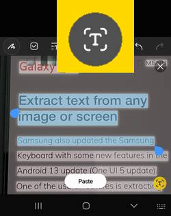 extract text from photos and images on Galaxy S22, S21, and S20