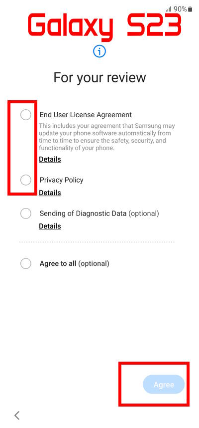 set up Galaxy S23 with Fast Pair: agree terms