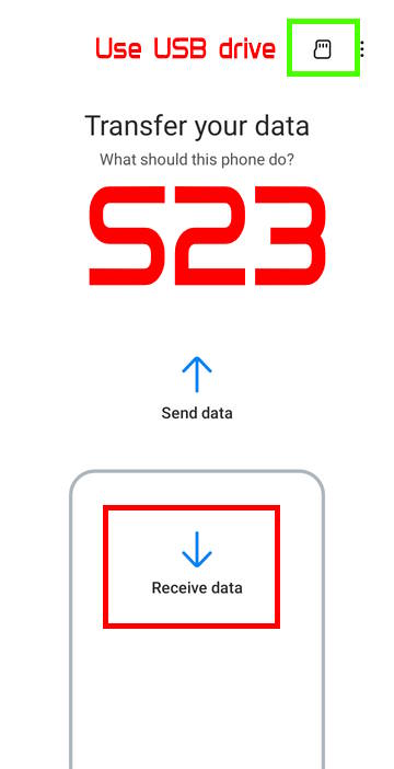 Set receiving role to migrate data to Galaxy S23
