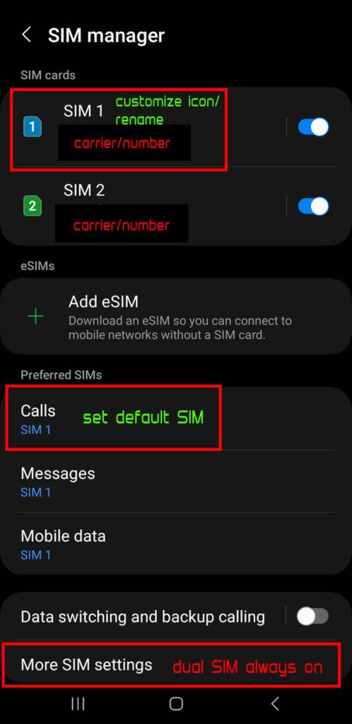 Galaxy S23 SIM manager to manage SIM cards and eSIM