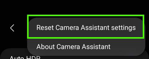 Reset Camera Assistant Settings