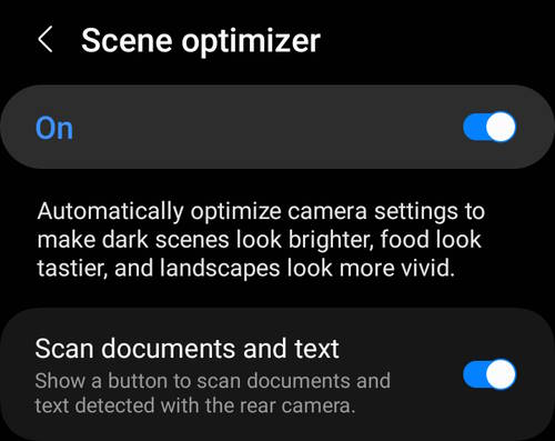 Scene optimizer on Galaxy S23, S23+, and S23 Ultra