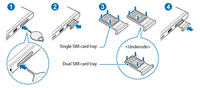 Inserting SIM card to Galaxy S23 Ultra
