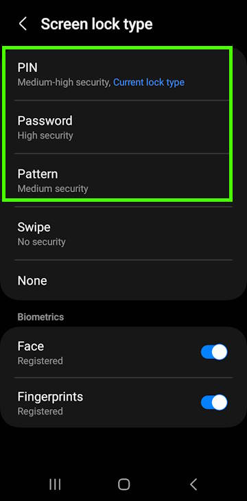 set screen lock type to secure your Galaxy S23