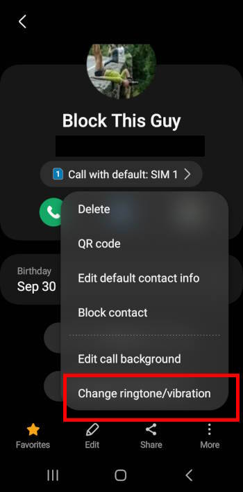 change ringtone and vibration for the contact