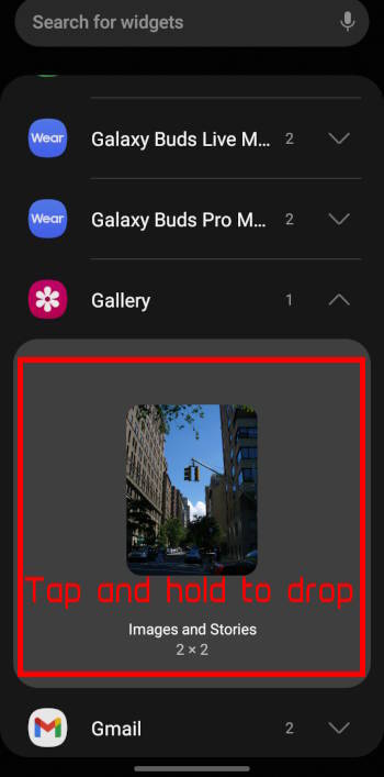 add the Gallery Widget to Home screen