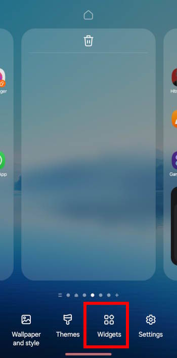 Galaxy S23 Home screen edit mode: ready to add widgets