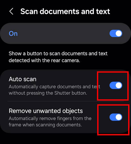 enable or disable Auto Scan on Galayx S23, S22 and S21 with One UI 6 (Android 14) update