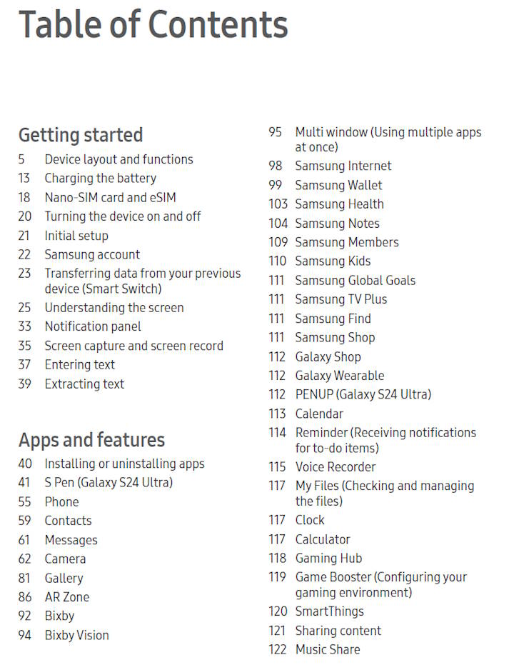 Samsung Galaxy S24 User Manual in British English with Android 14 (One