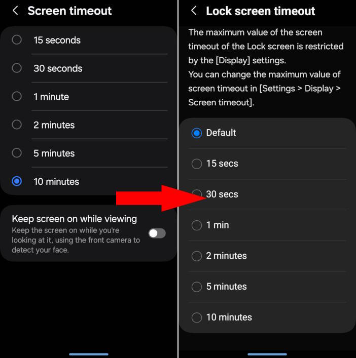 Lock screen timeout is always limited by the screen timeout.