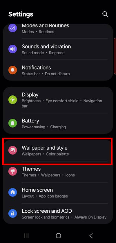 Galaxy S25 settings