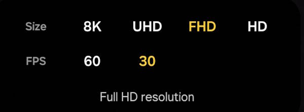 video resolution options in Galaxy S25