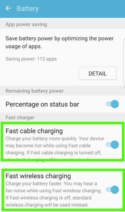 How to disable fast charging and fast wireless charging on Galaxy S7 and Galaxy S7 edge?