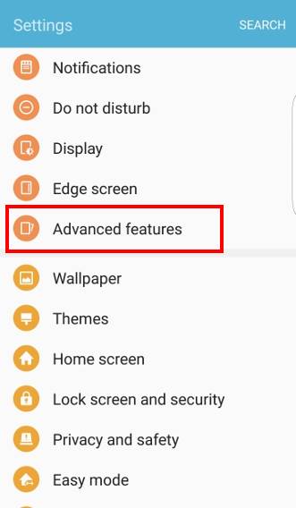 hide apps screen on Galaxy S7 and Galaxy S7 edge and show all apps on Galaxy S7 home screen 1: settings -advanced features