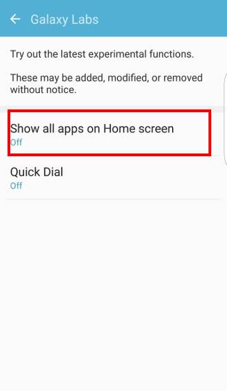 hide apps screen on Galaxy S7 and Galaxy S7 edge and show all apps on Galaxy S7 home screen: 4. show all apps on home screen 