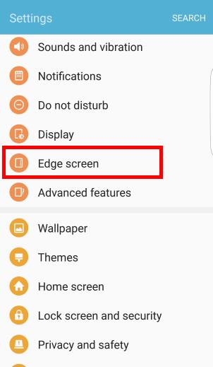 customize edge screen position and edge screen handle for edge screen on Galaxy S7 edge