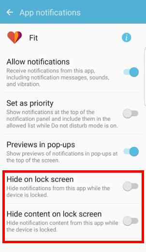 How to configure notifications on Galaxy S7 lock screen?