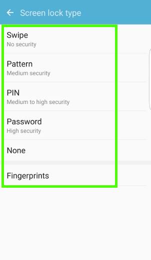 How to set Galaxy S7 lock screen security?
