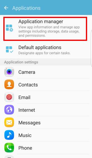 access Galaxy S7 application manager