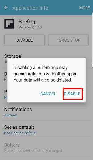 use Galaxy S7 application manager to disable or uninstall apps