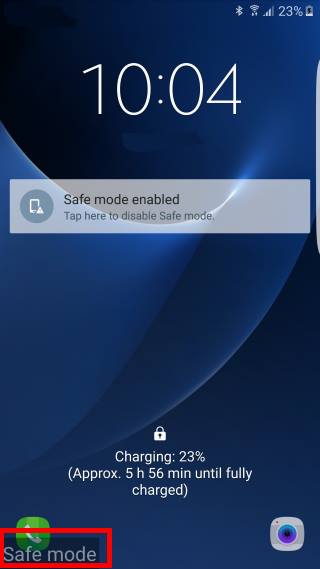 How to reboot into Galaxy S7 safe mode? lock screen