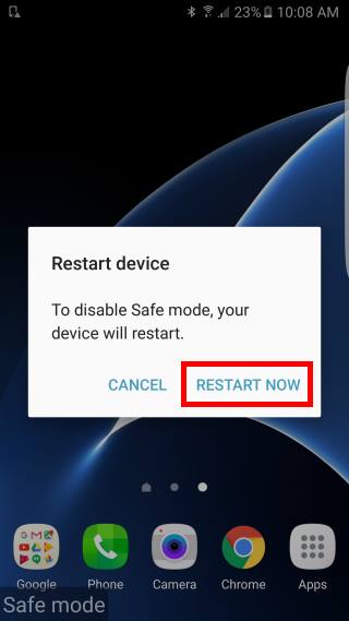 How to exit Galaxy S7 safe mode?