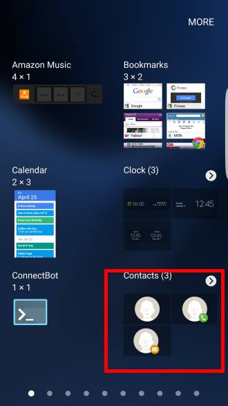 add direct dial, direct message and contact shortcuts to Galaxy S7 home screen